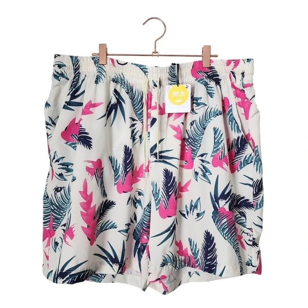 PUMA‎ DUVIN Tropical Swim Shorts Palm Print Resort Beach XXL NEW WITH TAGS